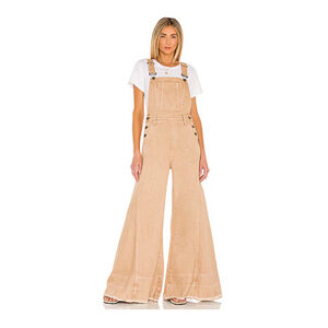 NEW with tags Show Me Your Mumu San Fran Overalls Large Beige Tanline Wide Leg